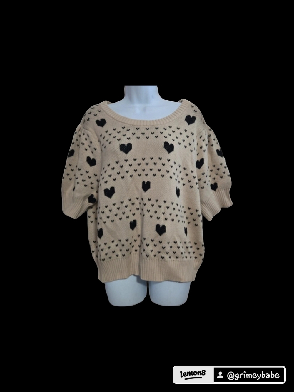 Universal Thread Beige Sweater with Black Heart Motif